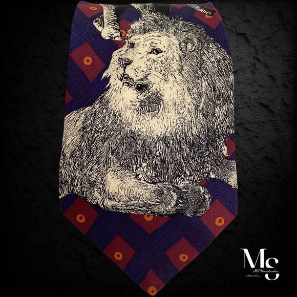 GIANFRANCO FERRE Blue & Gray Animal Print Silk Tie Made In Italy W:4" EX COND - Picture 5 of 6